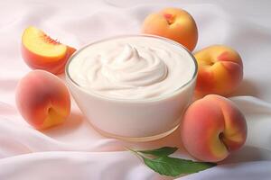 AI generated Chilled Peach yogurt food. Generate Ai photo