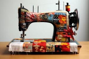 AI generated Skilled Woman work sewing machine. Generate Ai photo