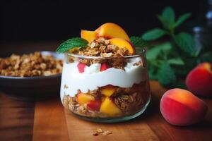 AI generated Light Peach yogurt food. Generate Ai photo