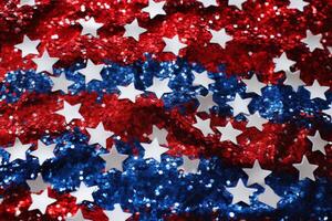 AI generated Festive Patriotic stars glitter background. Generate Ai photo