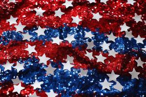 AI generated Festive Patriotic stars glitter background. Generate Ai photo