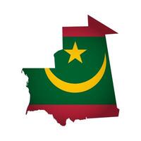 Vector Illustration with national flag with simplified shape of Mauritania map. Volume shadow on the map