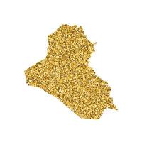 Vector isolated illustration with simplified Iraq map. Decorated by shiny gold glitter texture. New Year holidays' decoration for greeting card.