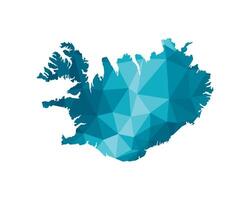 Vector isolated illustration icon with simplified blue silhouette of Iceland map. Polygonal geometric style, triangular shapes. White background.