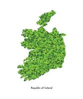 Vector isolated simplified illustration icon with bright green silhouette of Republic of Ireland map. Grassy texture effect. Environmental protection. Sigh for ecological problem on area, save nature