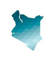 Vector isolated illustration icon with simplified blue silhouette of Kenya map. Polygonal geometric style. White background.