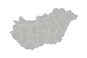 Vector isolated illustration of simplified administrative map of Hungary. Borders of the provinces, regions. Grey silhouettes. White outline.