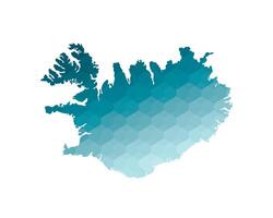 Vector isolated illustration icon with simplified blue silhouette of Iceland map. Polygonal geometric style. White background.