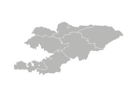 Vector isolated illustration of simplified administrative map of Kyrgyzstan. Borders of the provinces, regions. Grey silhouettes. White outline.