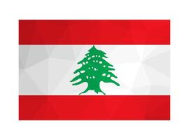 Vector isolated illustration. National Lebanese flag with white, red stripes and green cedar. Official symbol of Lebanon. Creative design in low poly style with triangular shapes. Gradient effect.