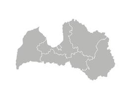 Vector isolated illustration of simplified administrative map of Latvia. Borders of the provinces, regions. Grey silhouettes. White outline.