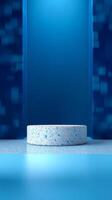 AI generated Contemporary Terrazzo Platform Against Blue Bokeh Lights photo