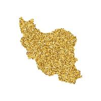 Vector isolated illustration with simplified Iran map. Decorated by shiny gold glitter texture. New Year and Christmas holidays' decoration for greeting card