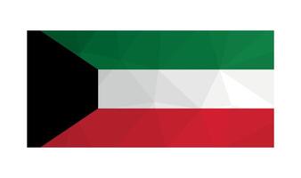 Vector illustration. Official symbol of Kuwait. National flag in black, red, green and white colors. Creative design in low poly style with triangular shapes. Gradient effect