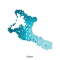 Vector isolated geometric illustration with simple icy blue shape of Kiribati map. Pixel art style for NFT template. Dotted logo with gradient texture for design on white background