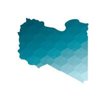 Vector isolated illustration icon with simplified blue silhouette of State of Libya map. Polygonal geometric style. White background.