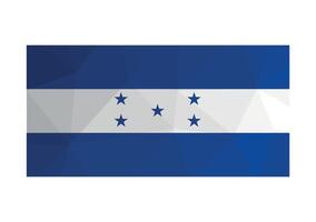 Vector illustration. Official ensign of Honduras. National flag with blue and white stripes and stars. Creative design in low poly style with triangular shapes