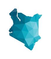 Vector isolated illustration icon with simplified blue silhouette of Kenya map. Polygonal geometric style, triangular shapes. White background.