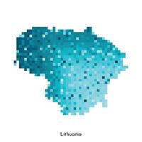 Vector isolated geometric illustration with simple icy blue shape of Lithuania map. Pixel art style for NFT template. Dotted logo with gradient texture for design on white background