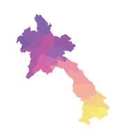 Vector isolated illustration of simplified administrative map of Laos. Borders of the regions. Multi colored silhouettes.