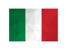 Vector isolated illustration. National Italian flag with tricolour green, white, red. Official symbol of Italy. Creative design in low poly style with triangular shapes