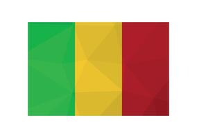 Vector illustration. Official symbol of Mali. National flag with green, yellow, red stripes. Creative design in low poly style with triangular shapes. Gradient effect