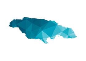 vector aislado ilustración icono con simplificado azul silueta de Jamaica mapa. poligonal geométrico estilo, triangular formas blanco antecedentes.