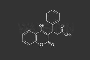 warfarina molecular esquelético químico fórmula vector