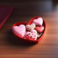 AI generated Homemade heart shaped cookies and test space photo