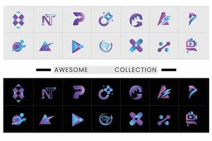 A set of technology symbol design vector