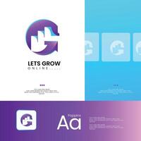 Growth logo design , letter g logo template vector