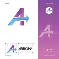 Letter A with arrow logo design template vector