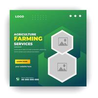 Agriculture farming service cover and  social media post lawn gardening colorful bundle template vector