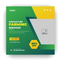 Agriculture farming service cover and  social media post lawn gardening colorful bundle template vector