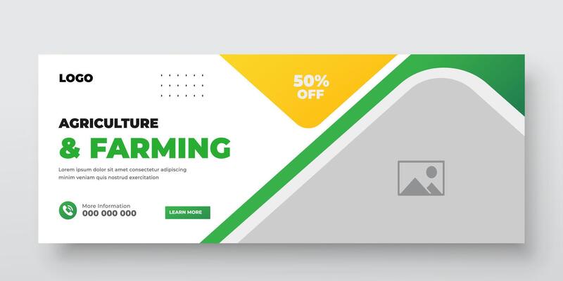 Agriculture farming service cover and  social media post lawn gardening colorful bundle template