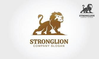 Strong Lion Vector Logo Template. A professional logo template with a detailed silhouette of a lion.