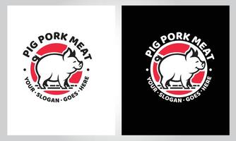 Pig Pork Meat Vector Logo Template. Good for grill restaurant, steak house, barbecue party.