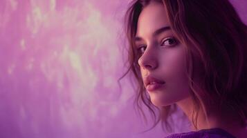 AI generated Close Up of Person With Purple Background photo