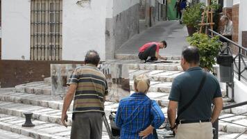 Coin, Spain, 2017 - Painters painting pictures in a street a sunny day video