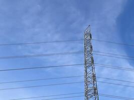 high voltage power transmission tower photo