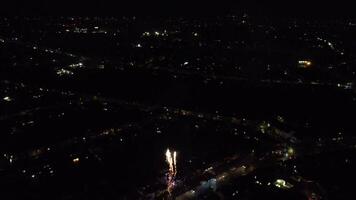 Aerial Footage of Illuminated Hitchin Town of England UK During Night video