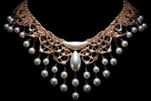 AI generated Pearl necklace. Generate Ai photo