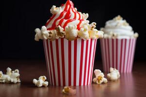 AI generated Light Paper cut popcorn. Generate Ai photo