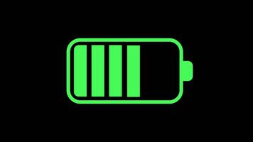 Digital low battery charging status indicator animation. Charger, running from red low to green full cell phone battery. video