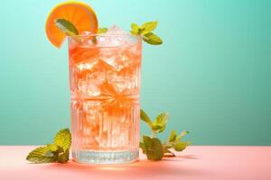 AI generated Refreshing Peach iced tea. Generate Ai photo