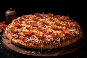 ai generado picante Pizza pepperoni italiano. generar ai foto