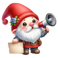 AI generated a cartoon gnome holding a megaphone png