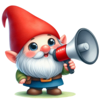 AI generated a cartoon gnome holding a megaphone png