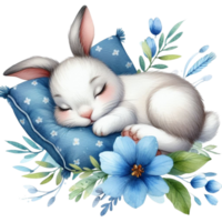 ai generado linda Conejo dormido en un flor png