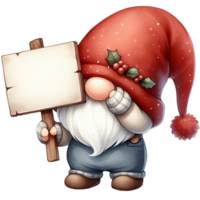 AI generated christmas gnome holding a sign png